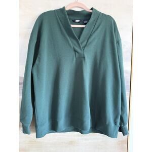 Lands' End Women’s Ottoman Shawl Collar Pullover Forest Green Large -14/16